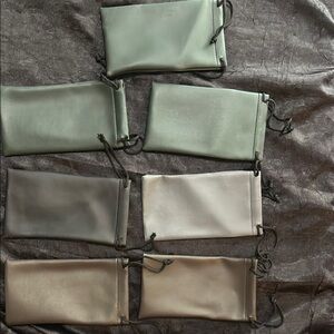 7 Soft Faux Leather Sunglasse Eyeglasses Drawstring Cases NEW